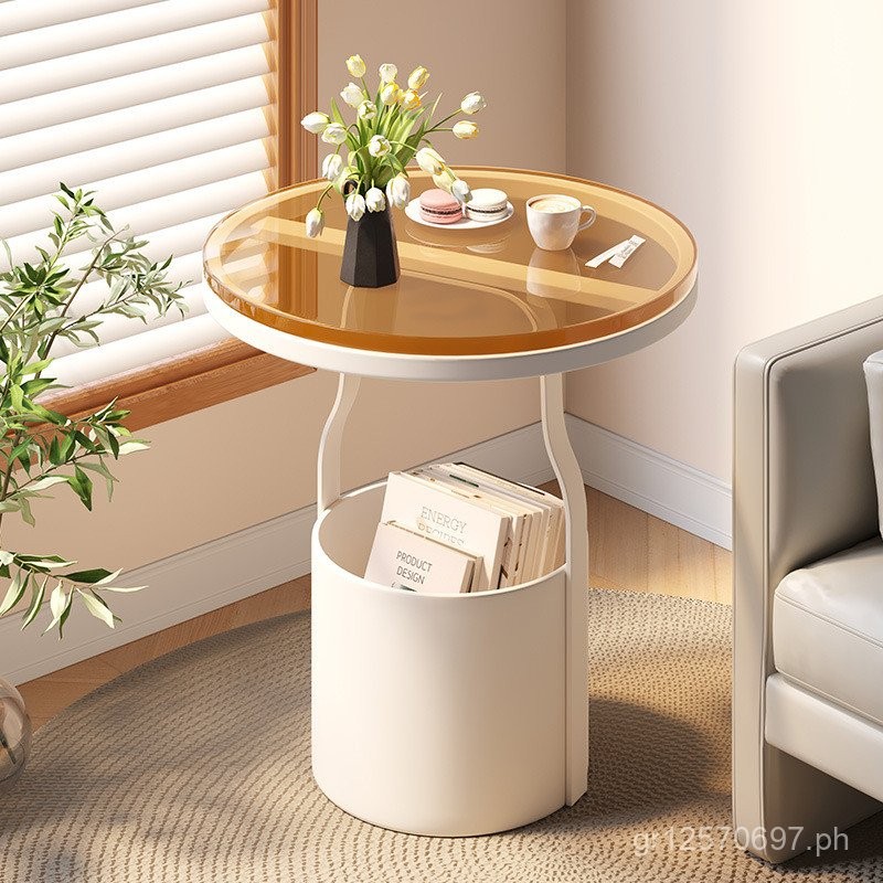 Living Room Side Table Tea Table Round Table Modern Simple Sofa Light ...