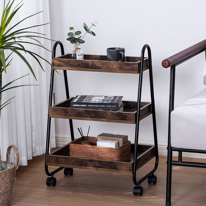 Nordic Movable Sofa Side Table Trolley Small Apartment Coffee Table ...