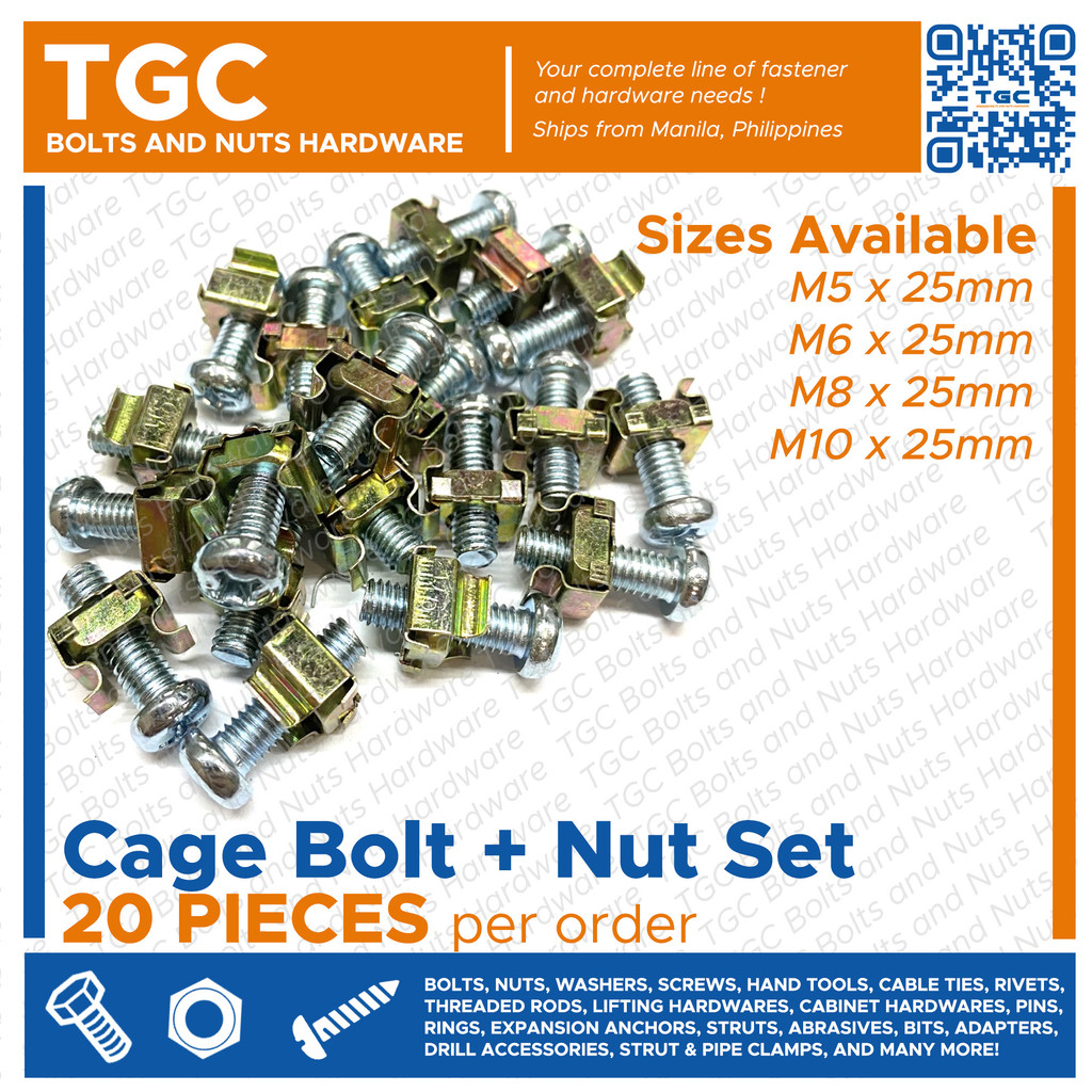 20PCS Cage Bolt and Nut M5 x 25MM Server Rack Screw Cagenut / TGC ...