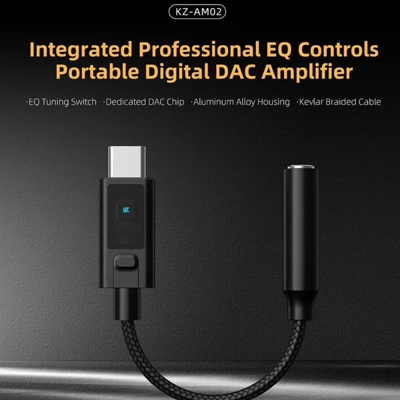 KZ AM02 Portable Digital Decode Amplifier 4-Stage EQ Tuning Type-C to 3 ...