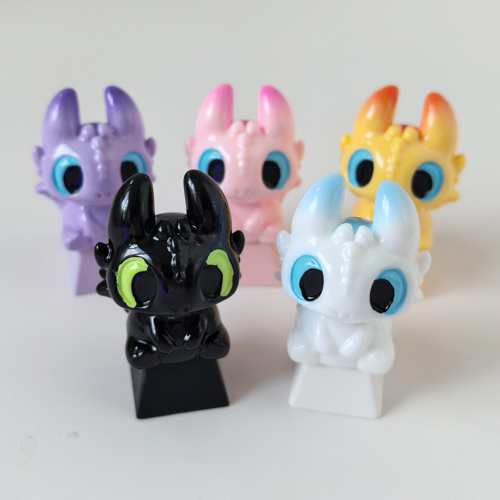 Cute Dragon Taming Master Toothless Couple Cute Grain Keycaps DIY ...