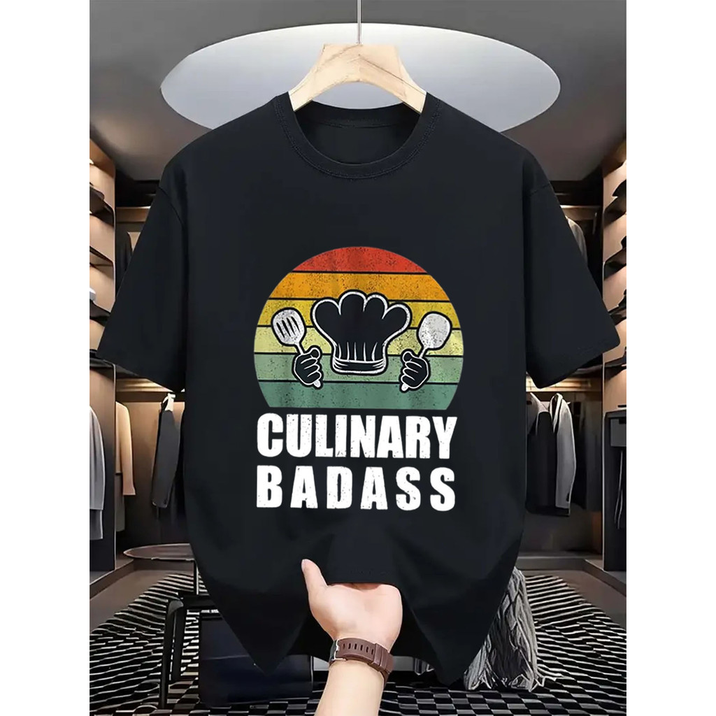 1pc Men'S Chef Graphic T-Shirt - Heavyweight Cooking Shirt with ...