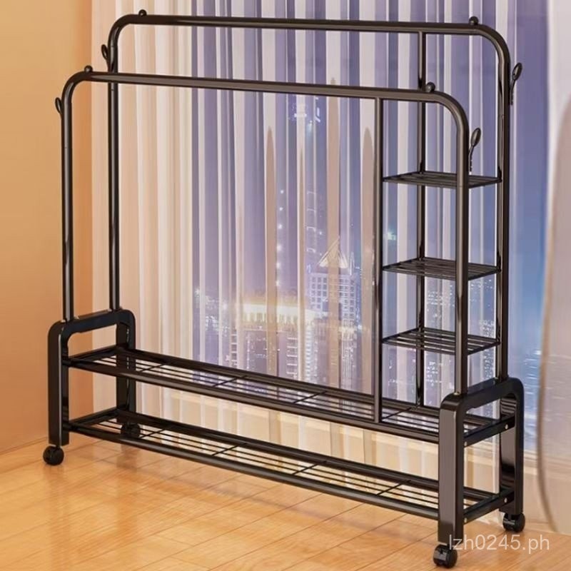 Mobile Bedroom Room Double Rod Rack Indoor Storage Clothes Wholesale ...