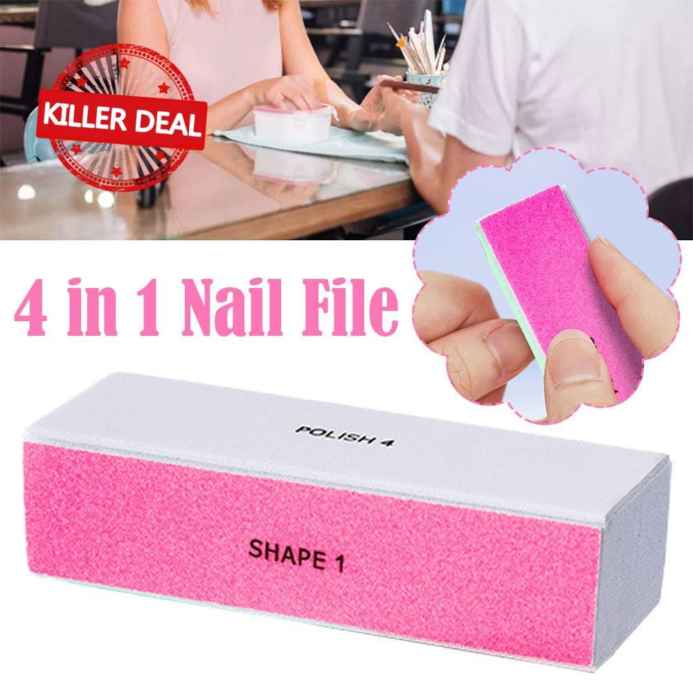 4in1 Nail File Buffer Block Fine Grit Smooth Polish Shine Ridges Remove ...