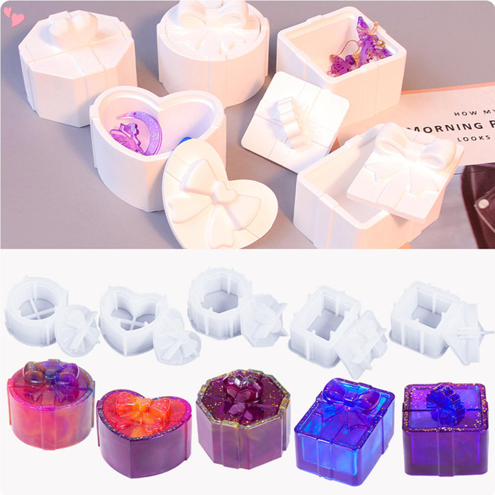 Heart Shape Resin Jar Mold with Lid Octagon Square Rectangle Octagon ...