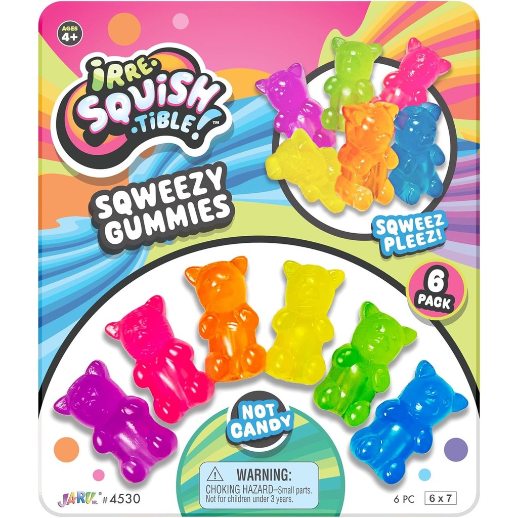 JA-RU Mini Gummi Bears Pencil Toppers for Kids (1 Pack, 6 Bears Each ...