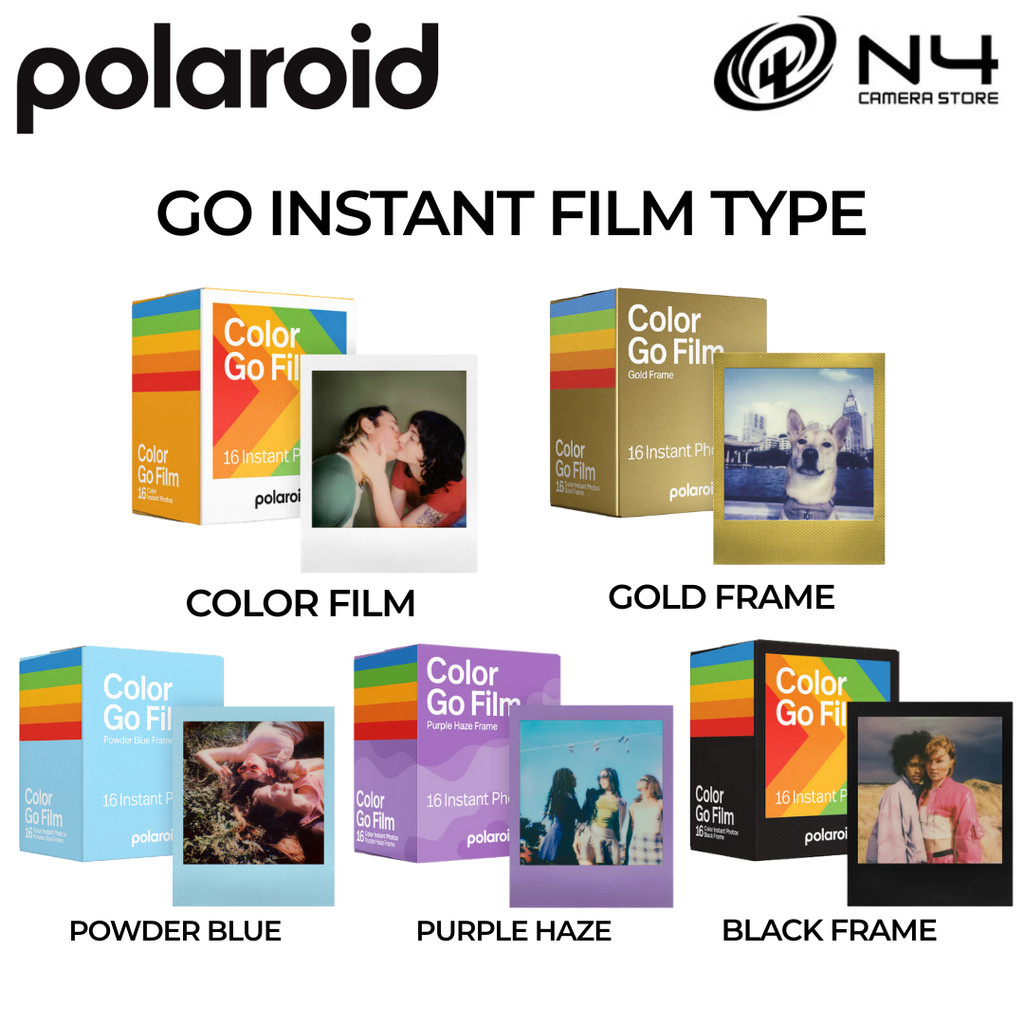 Polaroid Go Color Film Double Pack 16 Photo- Color/Black Frame/Powder ...