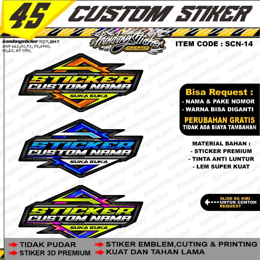 Custom Racing Stickers, Single Names, Custom Stickers, Embossed ...