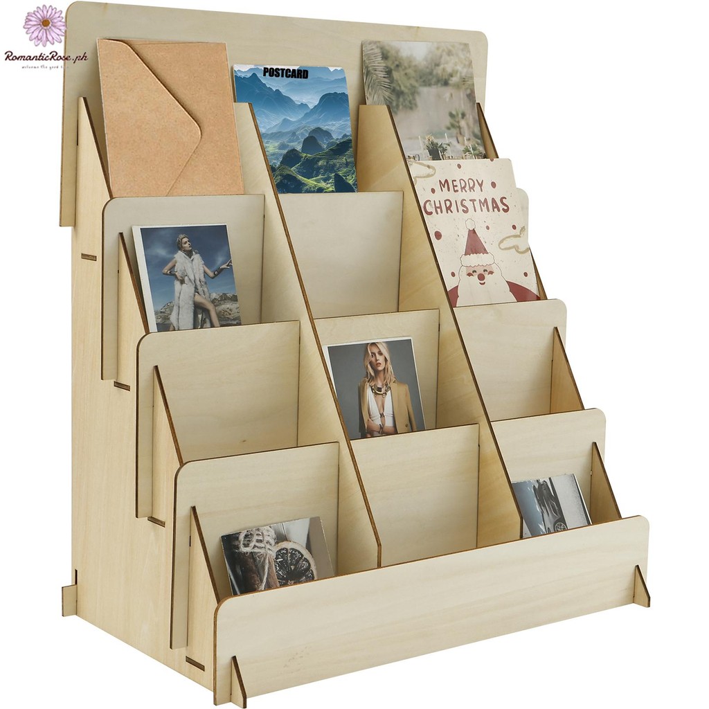 Wooden Sticker Display Rack 4 Tier Greeting Card Display Stand for ...