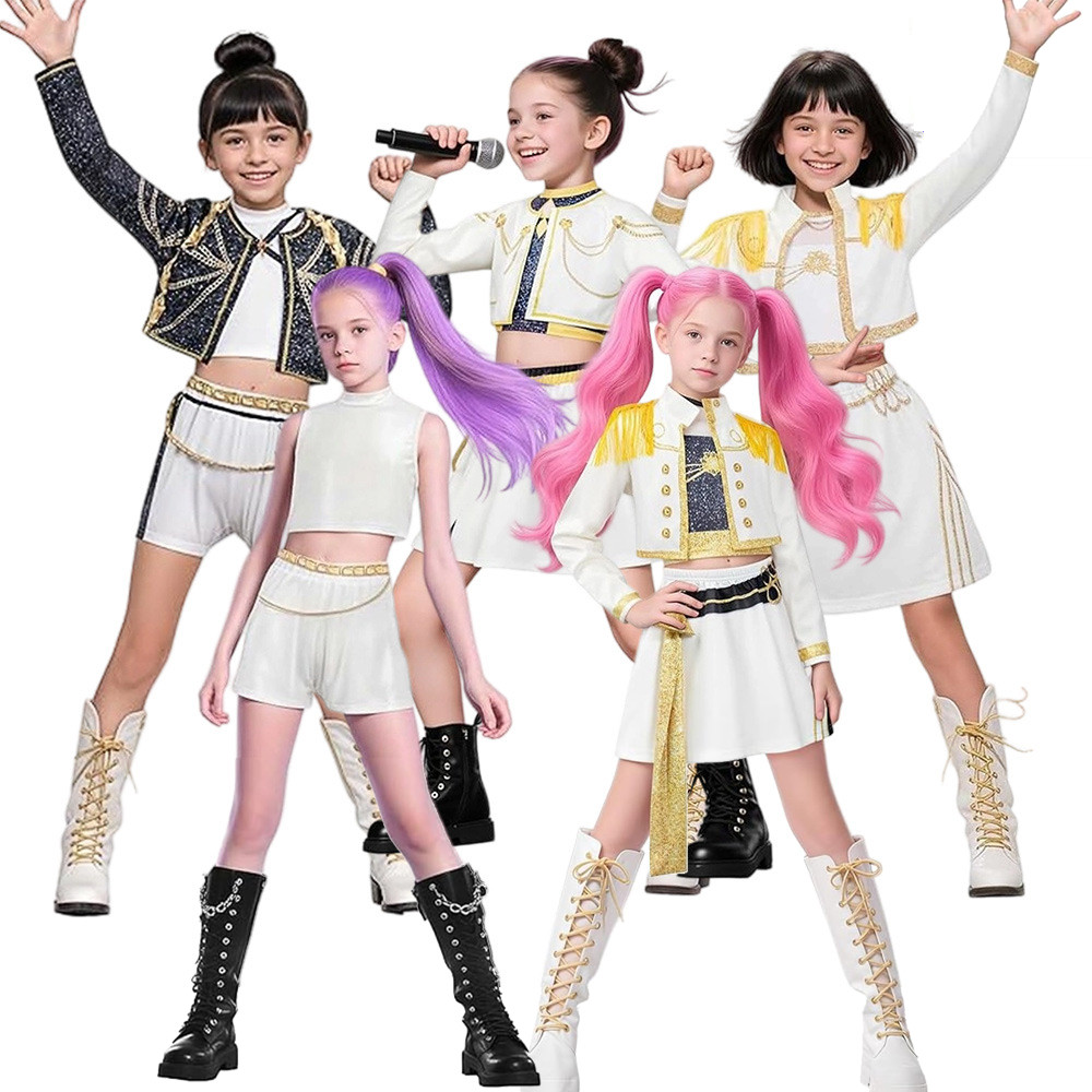 Halloween Demon Costumes Pop Singer Embroidery Coat Top Shorts Costume ...