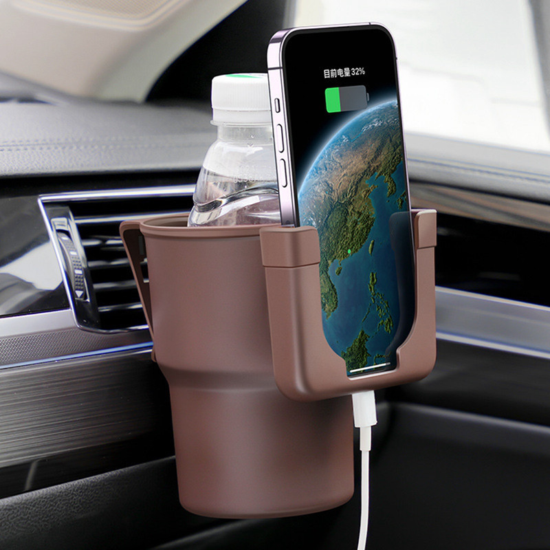 2 In 1 Car Water Cup Holder Mobile Phone Beverage Stand Drink Coffee ...