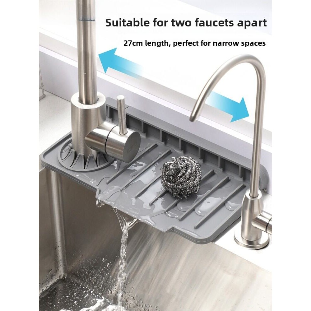 Kitchen Sink Drain Mat Silicone Narrow Edge Soap Holder Splash Proof ...