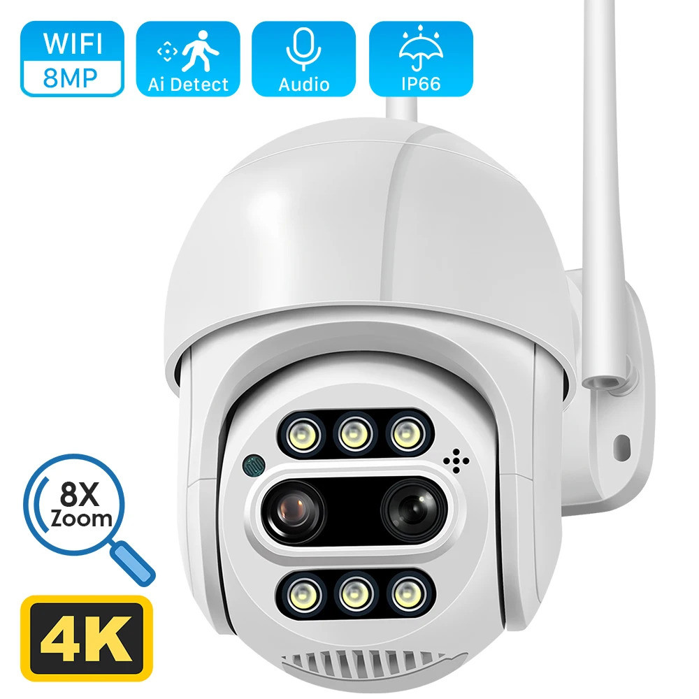 Anbiux 8mp 4k Ptz Ip Camera 8x Zoom Dual-lens Human Detect Cctv Camera ...