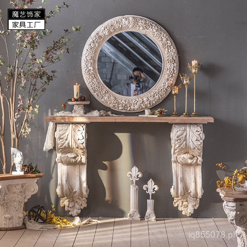Entryway Table Roman Column Vintage Decor Small Wine Bar Villa Wall ...