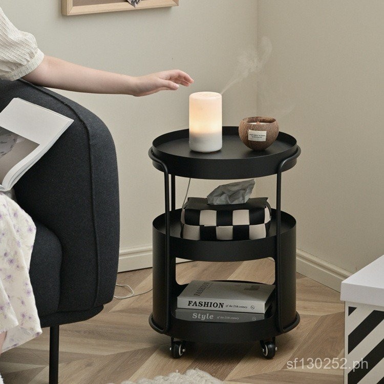 Cream Living Room Bedside Mini Round Table Sofa Side Movable Coffee ...