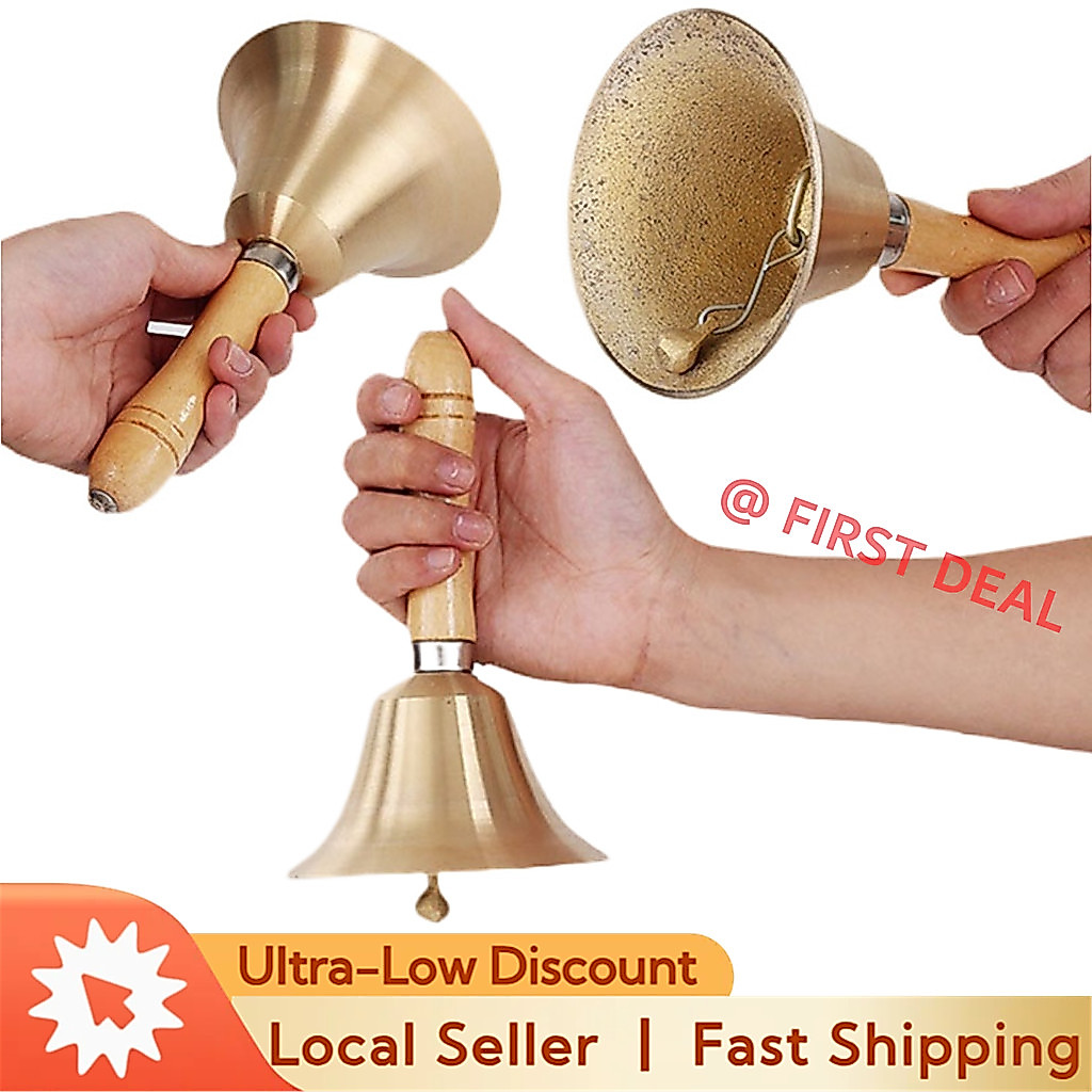 6.5 8 9.5 11 14CM Brass Hand Bell Loud Call Bell for Kids and Adults ...