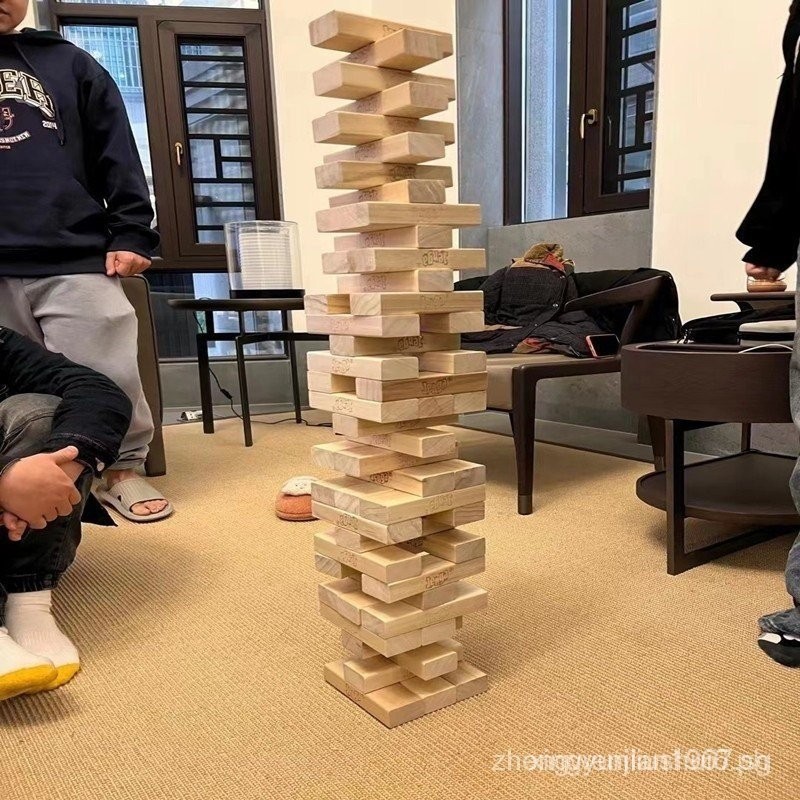 Jenga Giant stacked high building block toys, child adults parent-child ...