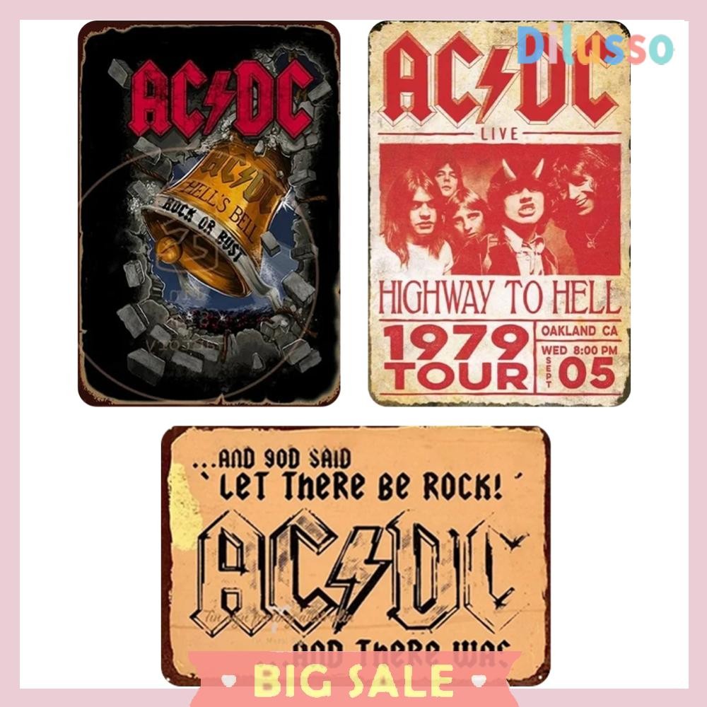 3pcs Vintage AC/DC Metal Tin Sign 2D Metal Wall Art Poster Bar Decor ...