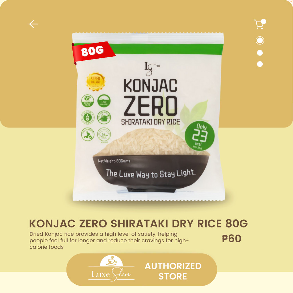 LUXE S Beauty Konjac Zero Shirataki Rice 80G –Zero Sugar, Low Calorie ...