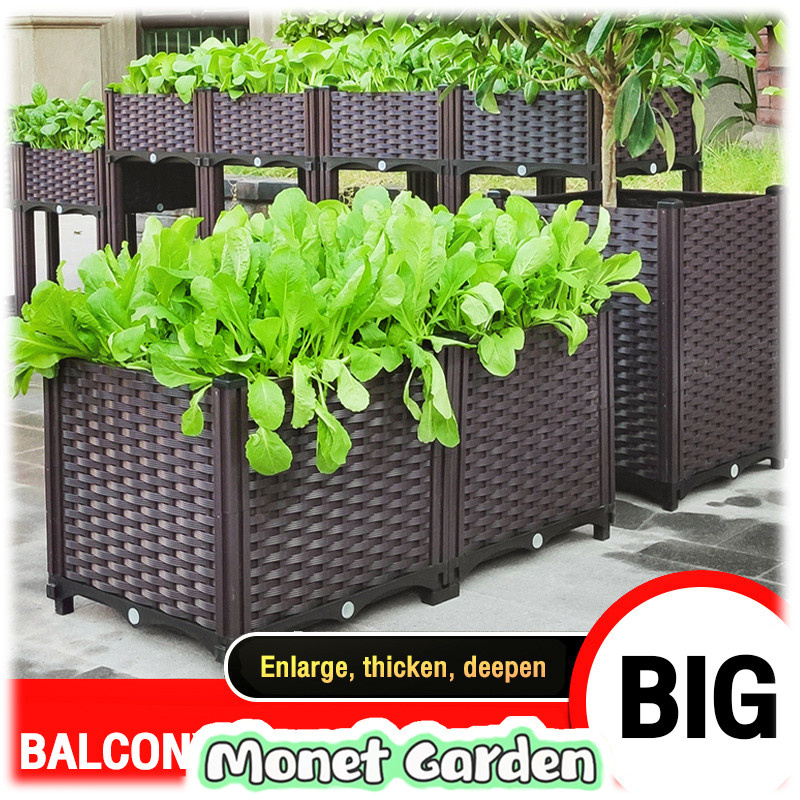 Balcony planting box, deepened flower pot square plastic vegetable box ...