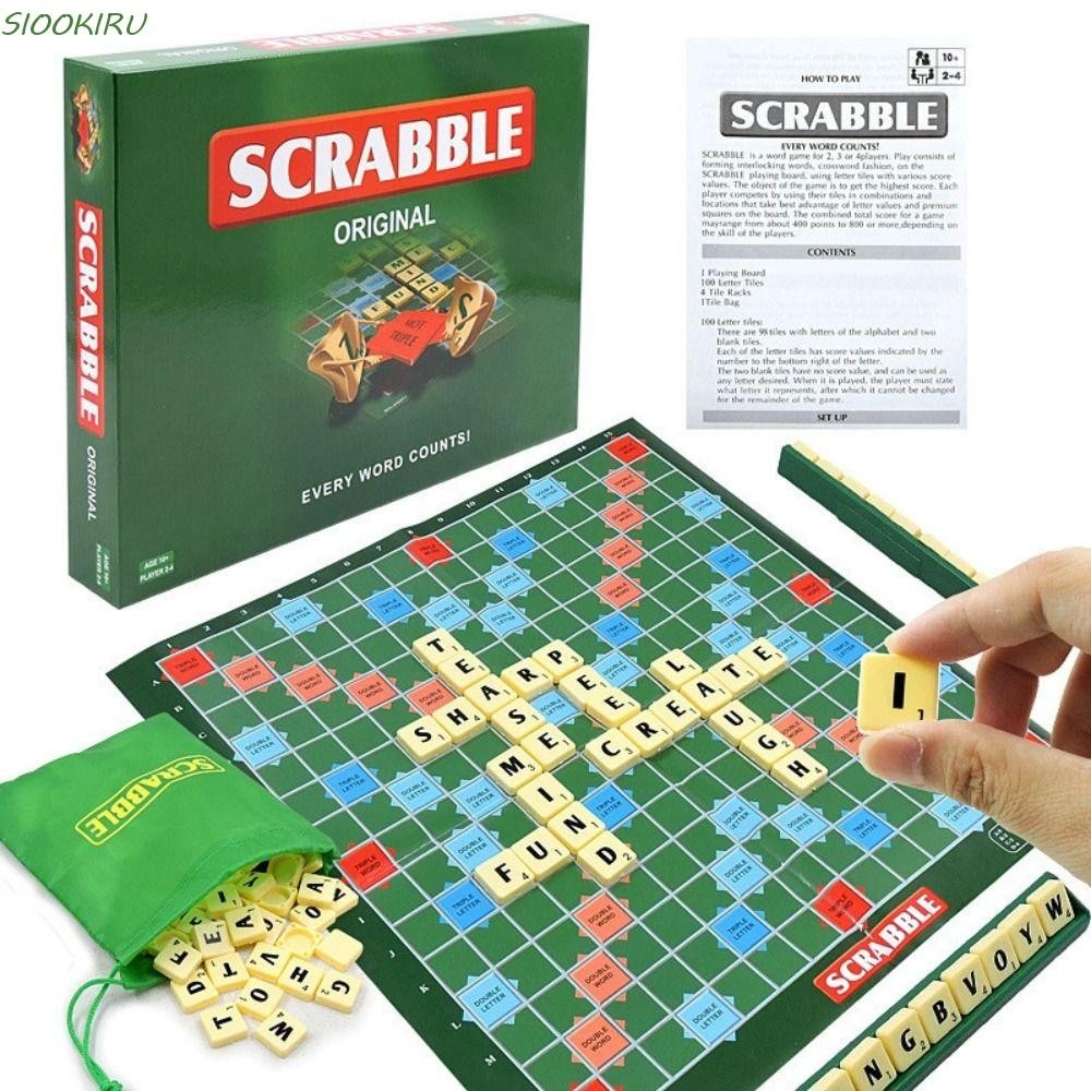 SIOOKIRU Scrabble Board Game, Alphabet Chess English Spelling Scrabble ...