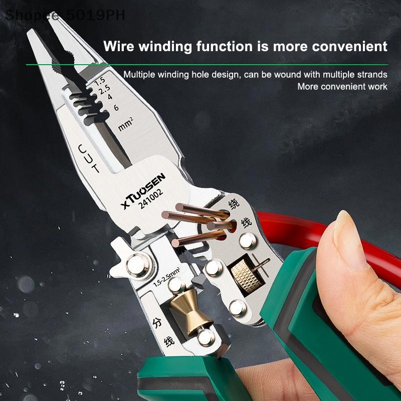 Seese Wire Stripper, 8 in 1 Wire Stripper, Pinzas De Electricidad, Electric Pliers, Pro Multicraft Wire Stripping Tool, Electric Wire Stripping Tool for Cutting and Pulling (Green