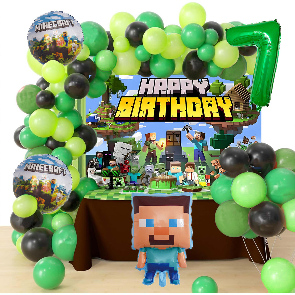 86pcs Minecraft Theme Balloons Garland Arch Kit with Steven Foil ...