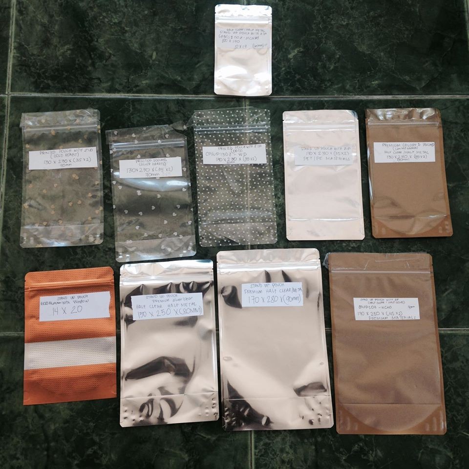 100pcs stand up pouch ziplock cpack all size and design | Shopee ...