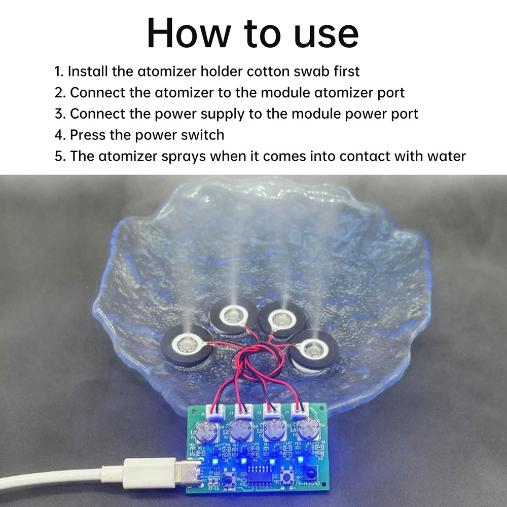 OCCKiC DC 5V RF Infrared Remote Control Four-Jet Humidifier Module ...