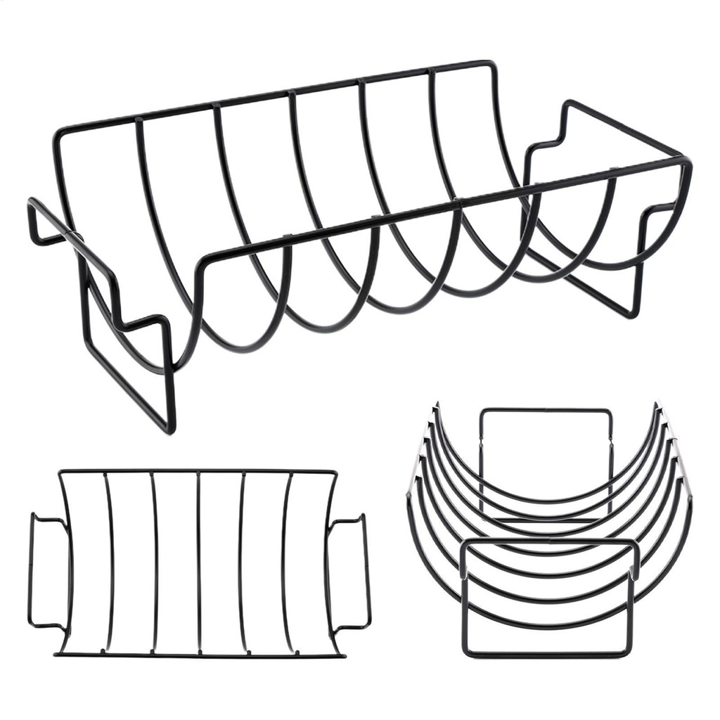 Smoker Rib Rack for Grilling BBQ Stand Holder Rustproof Coating Turkey ...
