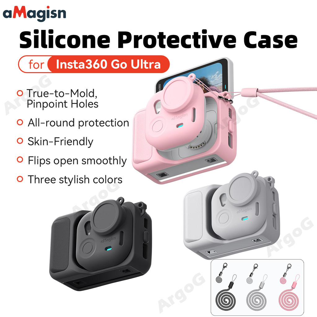 Custodia In Silicone Per Insta360 GO Ultra - Protezione Per Fotocamera E Modulo Di Espansione, Con Cordino E Cinghia Antismarrimento