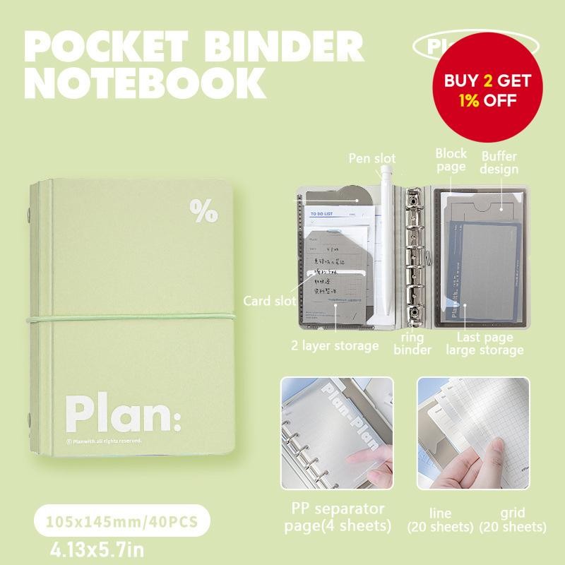 New 44-Sheet A7 Mini Notebook with 6-Ring Detachable Binder, Portable ...