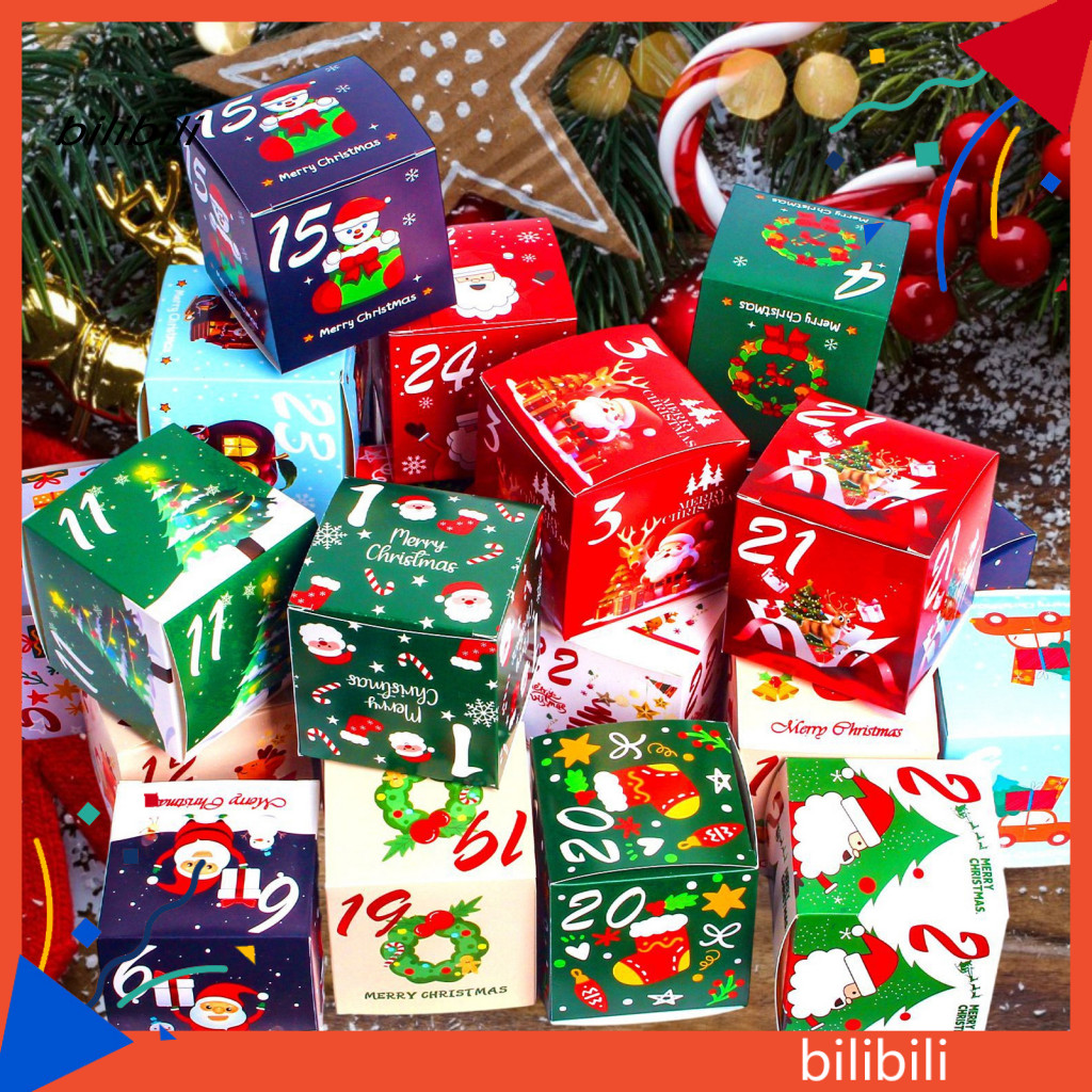 BIL Festive Greeting Card Box Colorful Advent Calendar Boxes 24pcs ...
