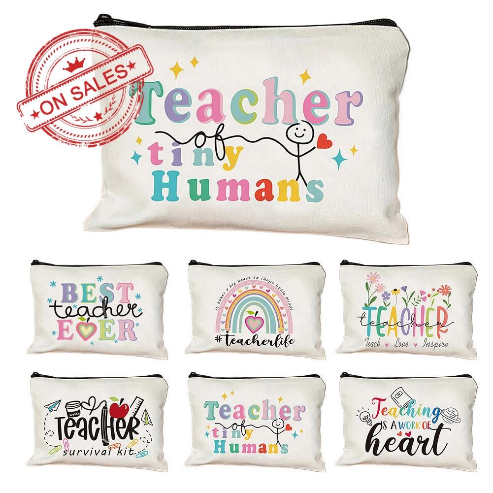 Teacher's Day Canvas Bag Gift Wash Pouch Cosmetic Bags Pencil Bag ...