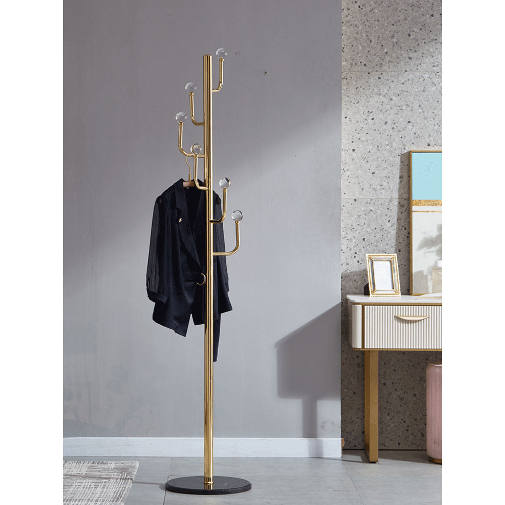 Golden Coat Rack Hotel Light Luxury Hanger Floor Modern Simple ...