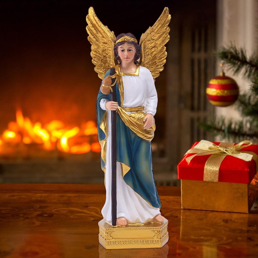 Angel Tabletop Decor Resin Archangel Saint Raphael Statue Festival ...