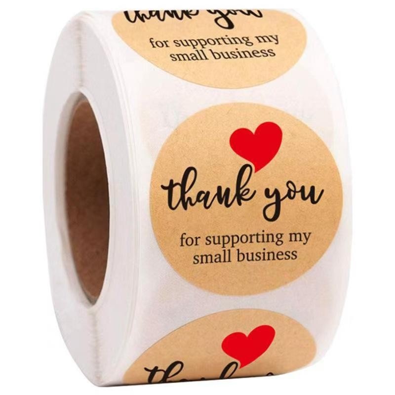 500 Sheets a Roll Thank You Kraft Paper Stickers for Gift Wrapping ...