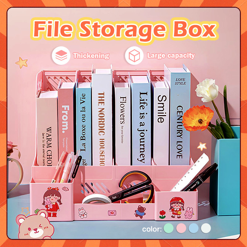 4 Column File Rack Holder Multifunctional Desk Organizers Book ...