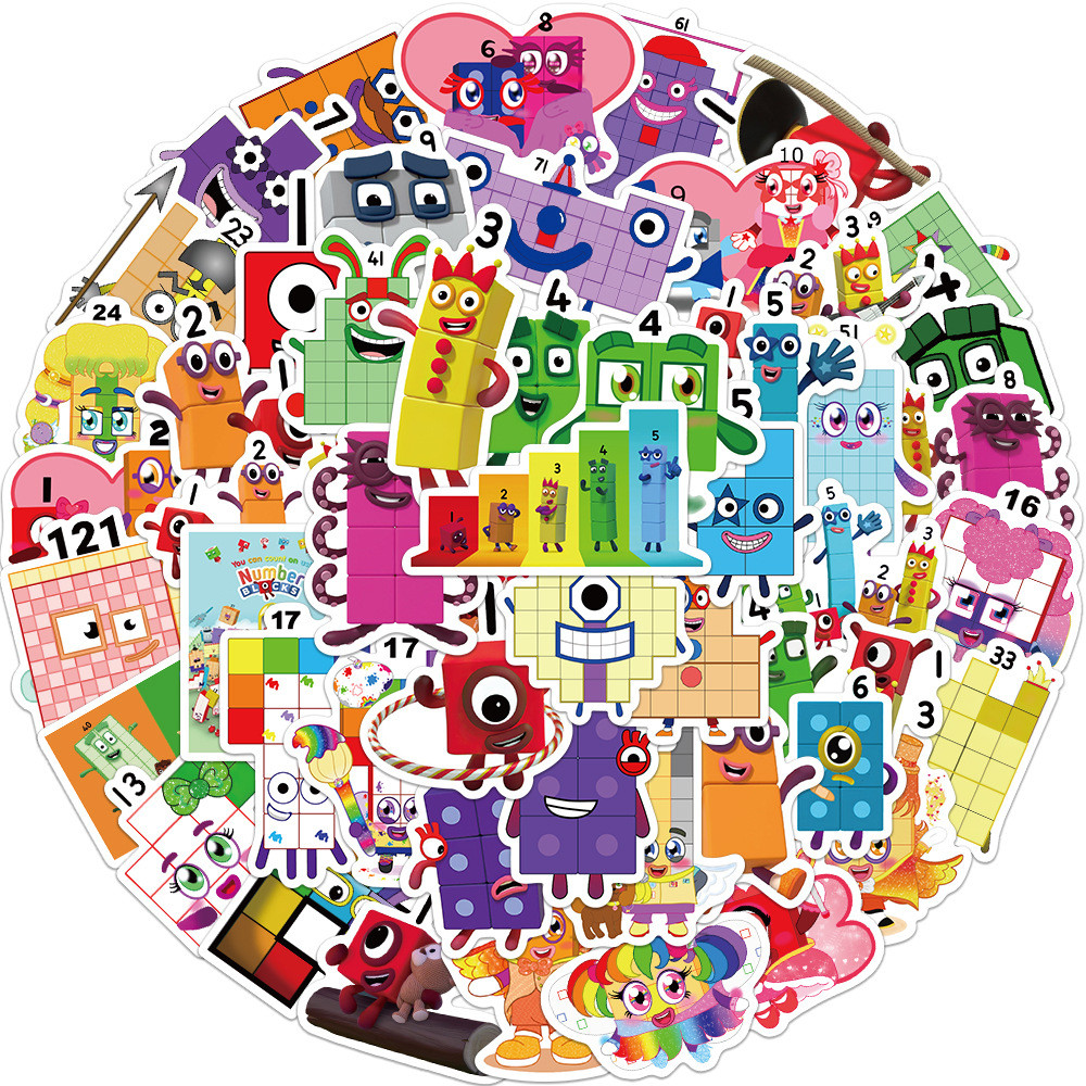52-piece Kids' Educational Number Block Graffiti Stickers - Waterproof ...
