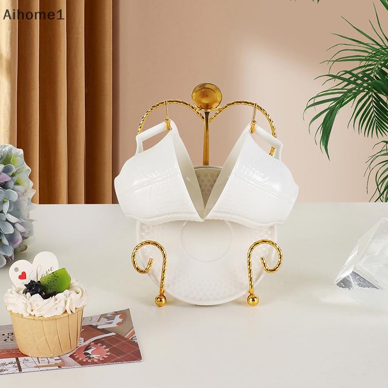 Aiho Storage Rack Luxury Tea Cup And Saucer Display Rack Metal Coffee ...