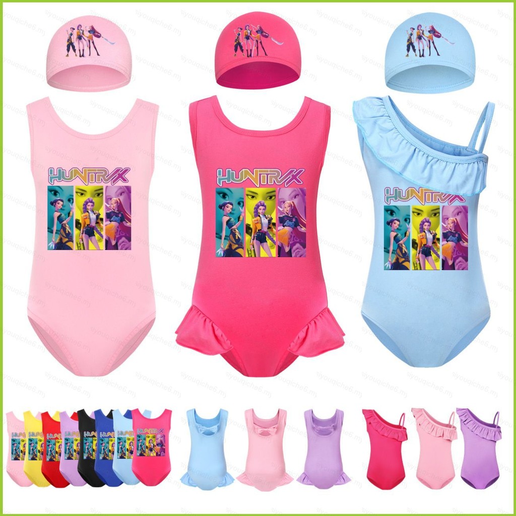 SY6 KPOP Demon Hunters cartoon print Girls one piece swimsuit and swim ...