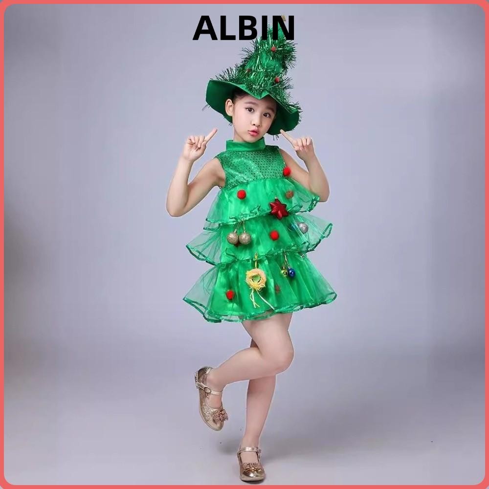 ALBIN Year Frock, Fancy Green Christmas Tree Dress, Multi-layer Xmas ...