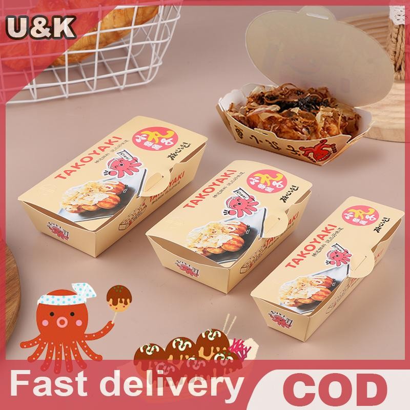 [U&K] 50pcs Octopus Packaging Box Japanese Street Food Takoyaki ...