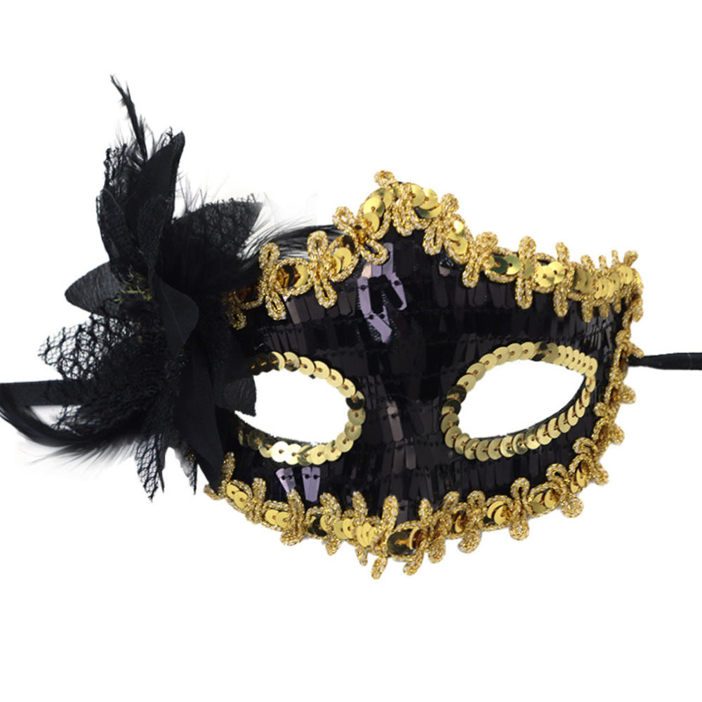 Halloween Lace Mask For Women With Red Flower Rhinestones - Masquerade ...