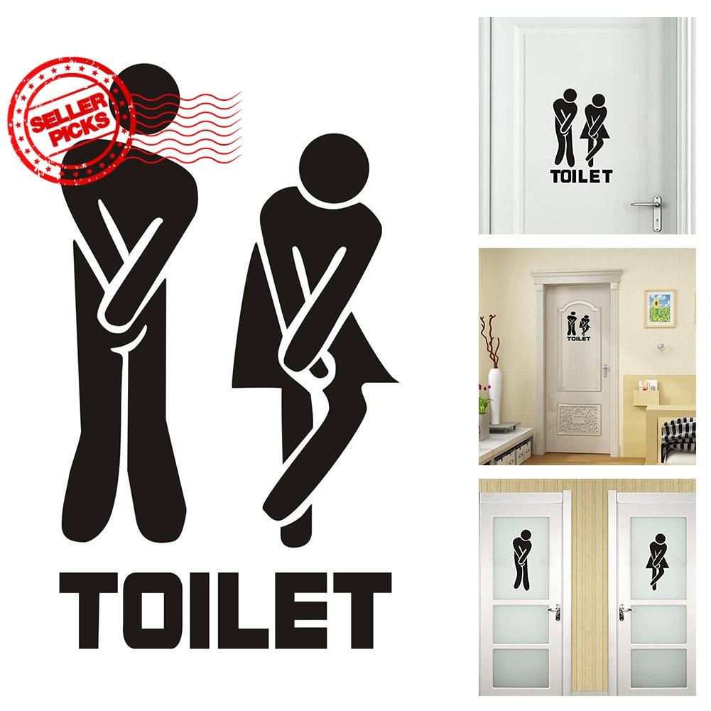 Toilet Sign Sticker Removable Toilet Entrance Sign Stickers Wall ...
