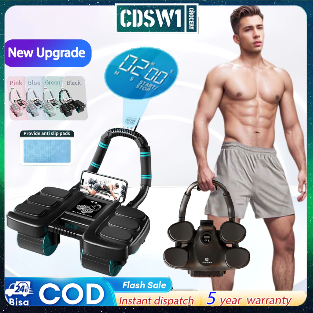 4-Wheel Auto-Rebound Ab Roller with Elbow Support