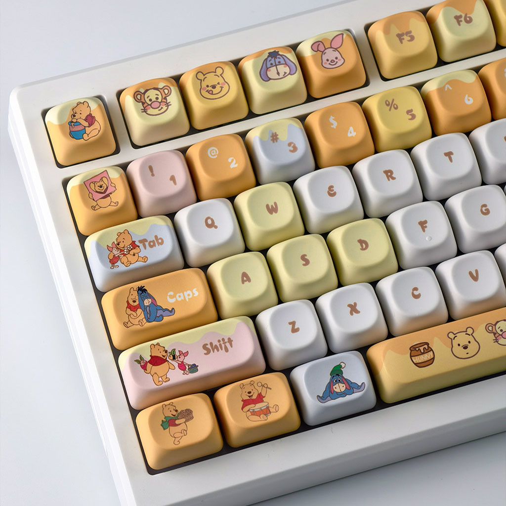 Winnie The Pooh Keycaps MOA Profile 130 Keys PBT Dye Sublimation Aula ...