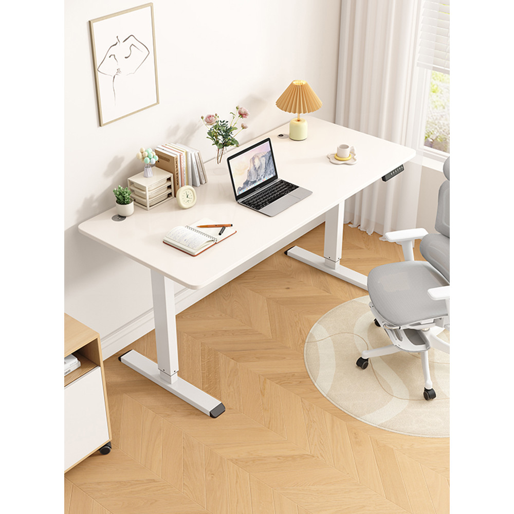 Solid Wood Electric Height Adjustable Desk Computer Desk Study Desk ...