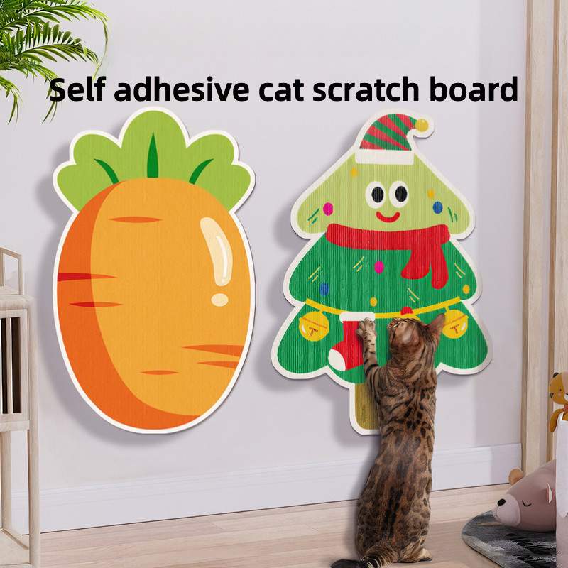Cartoon Cat Scratching Board Vertical Wall Sticking Cat Climbing ...