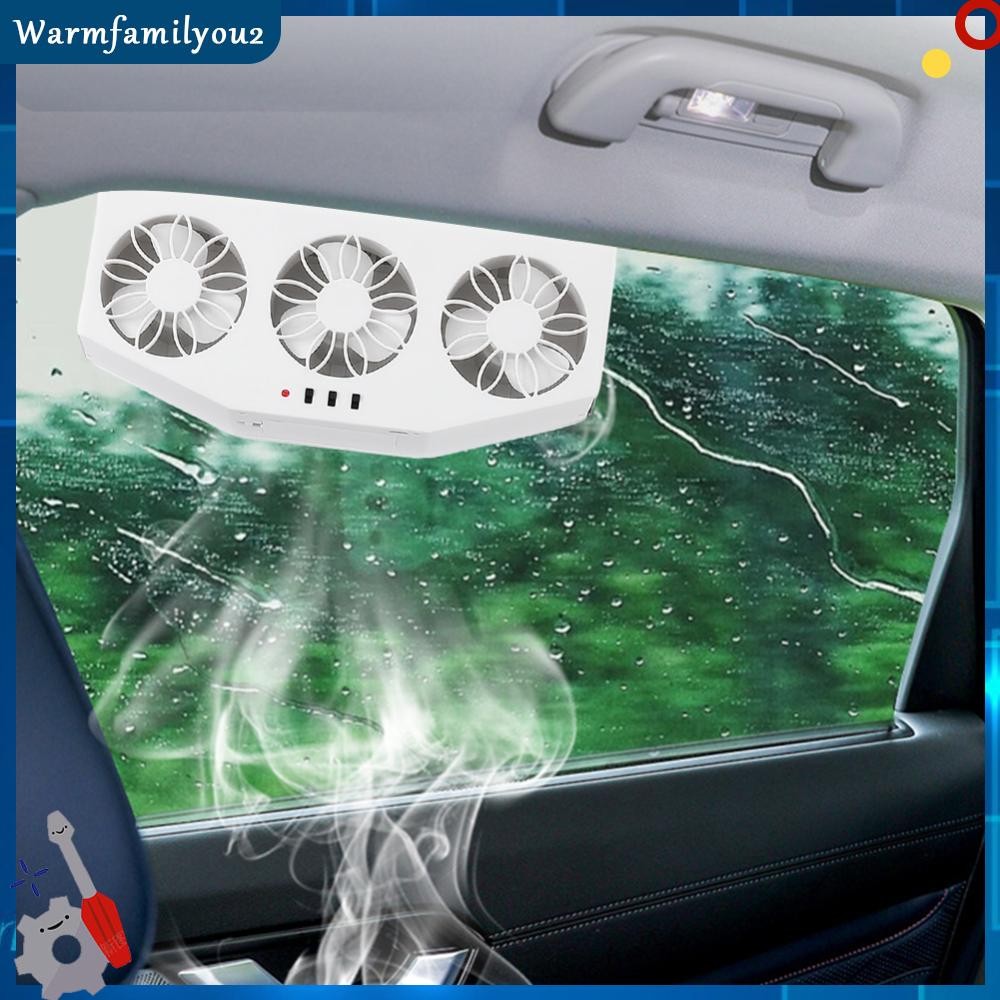 Solar Powered Car Radiator Cooling Fan with 3 Air Outlets Auto Vent Fan ...